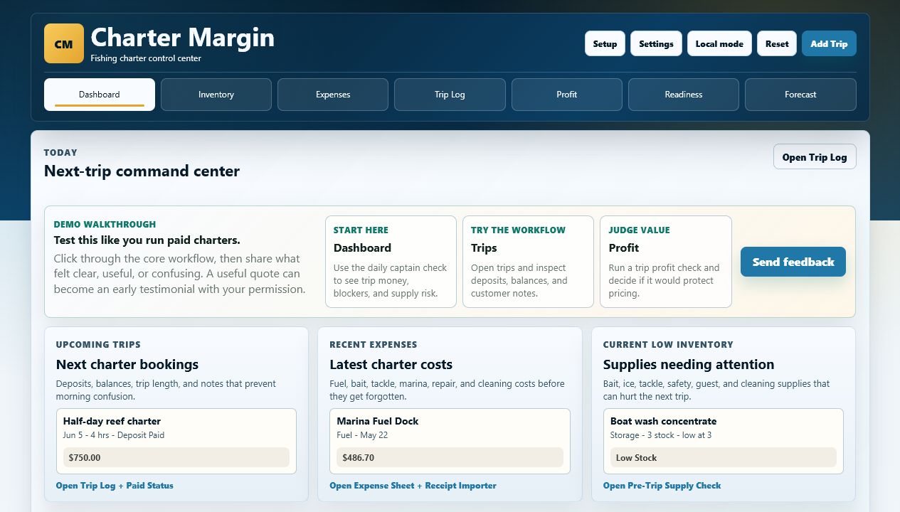 Charter Margin dashboard preview