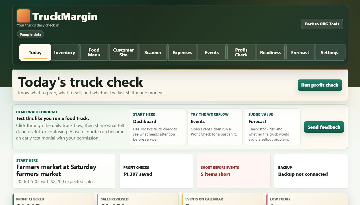 TruckMargin dashboard preview